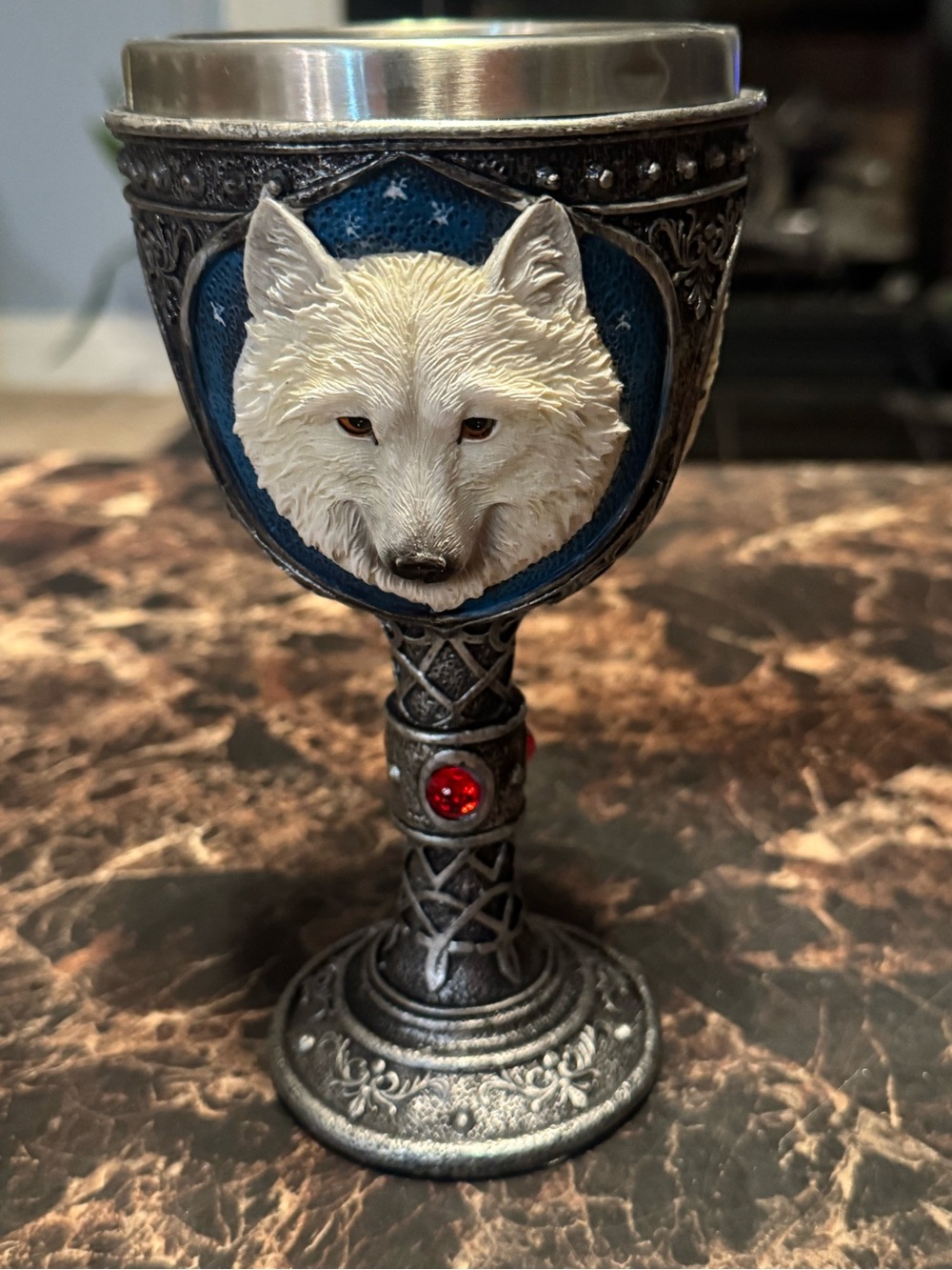 Pacific Trading - Lone Spirit White Wolf Wine Goblet Chalice